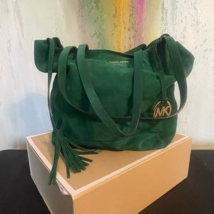 Michael Kors green suede bag
